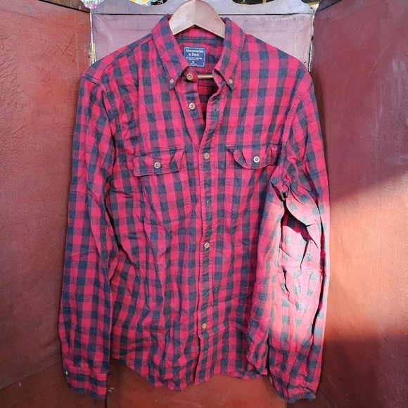 Red Black Plaid Abercrombie & Fitch Shirt Size XL - Picture 1 of 3
